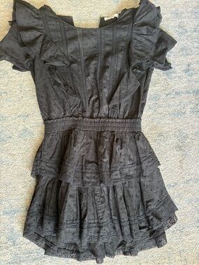 LoveShackFancy Black Eyelet Natasha Mini Dress